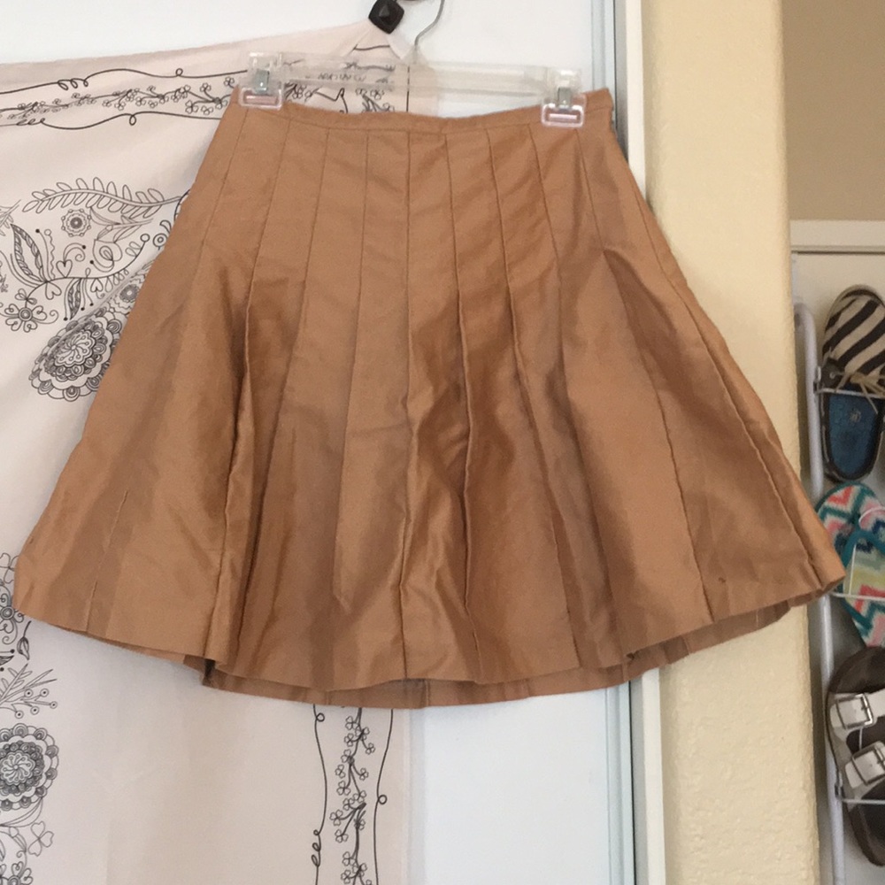 Vintage Beige Brown Pleated School Skirt